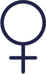 A dark blue Venus symbol, representing the female gender, graces the plain white background. The iconic design—a circle at the top with a small cross extending downward—embodies both strength and grace, much like Progressive Mobility Physio & Performance's commitment to empowering individuals.